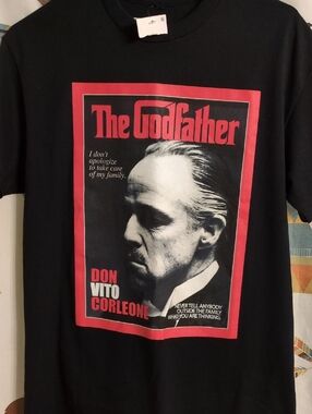 Hybrid Apparel The Godfather Don Vito Corleone Graphic Tee - Black & Red